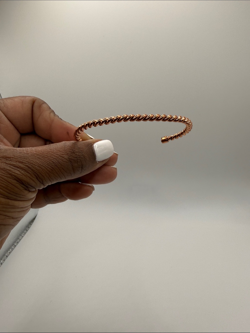 Copper Twisted Rope Oval Bangle Bracelet